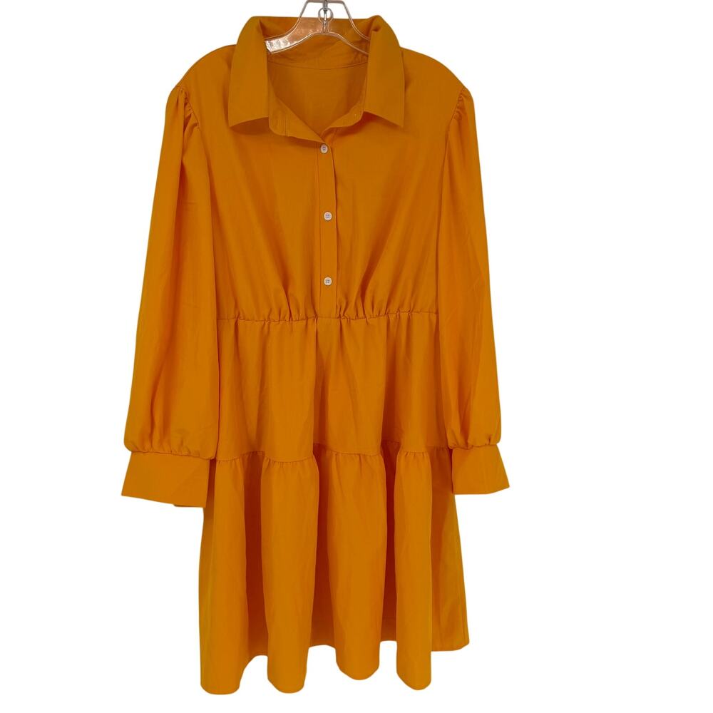 SHEIN Curve Orange Tiered Shirt Dress - Plus Size XXL